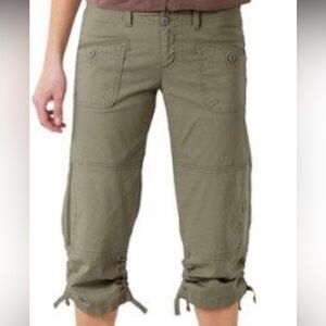 PrAna Green Linen Cargo Capri Pant Size 8